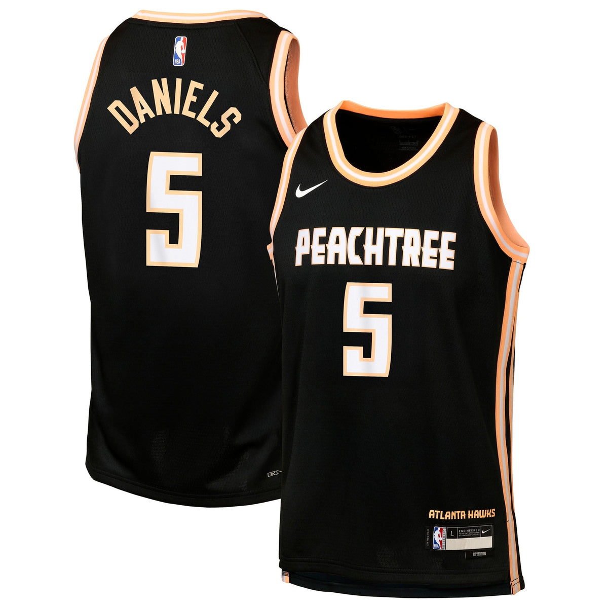 Atlanta Hawks Nike 2025/26 City Edition Swingman Jersey - Black - Dyson Daniels - Youth product image 1, provided for visual
