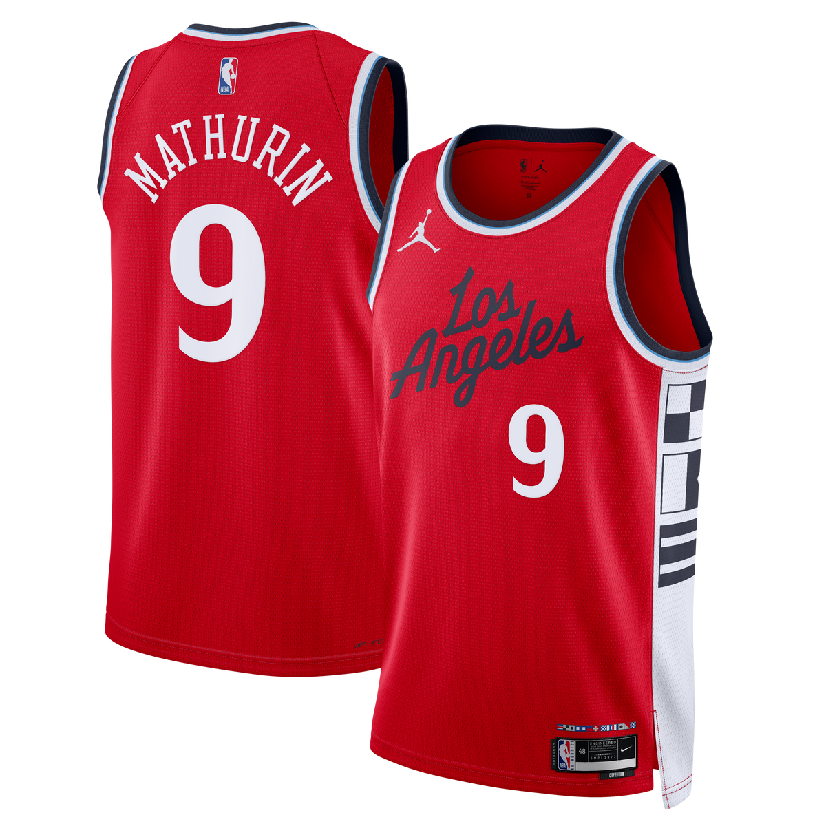 LA Clippers Jordan Brand Statement Edition Swingman Jersey - Red - Bennedict Mathurin - Mens product image 1, provided for