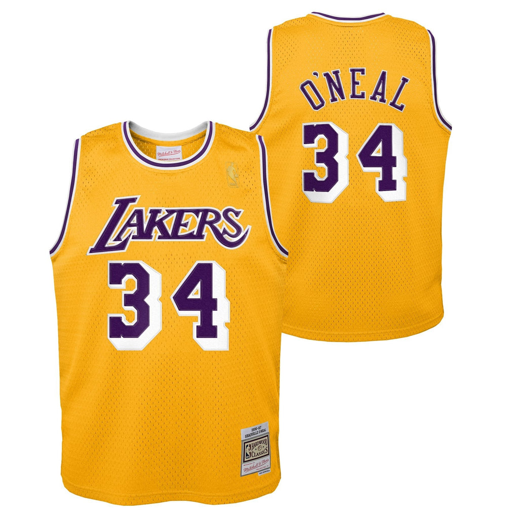 Los Angeles Lakers Shaquille O'Neal Hardwood Classics Road Jersey - Youth product image 1, provided for visual reference and