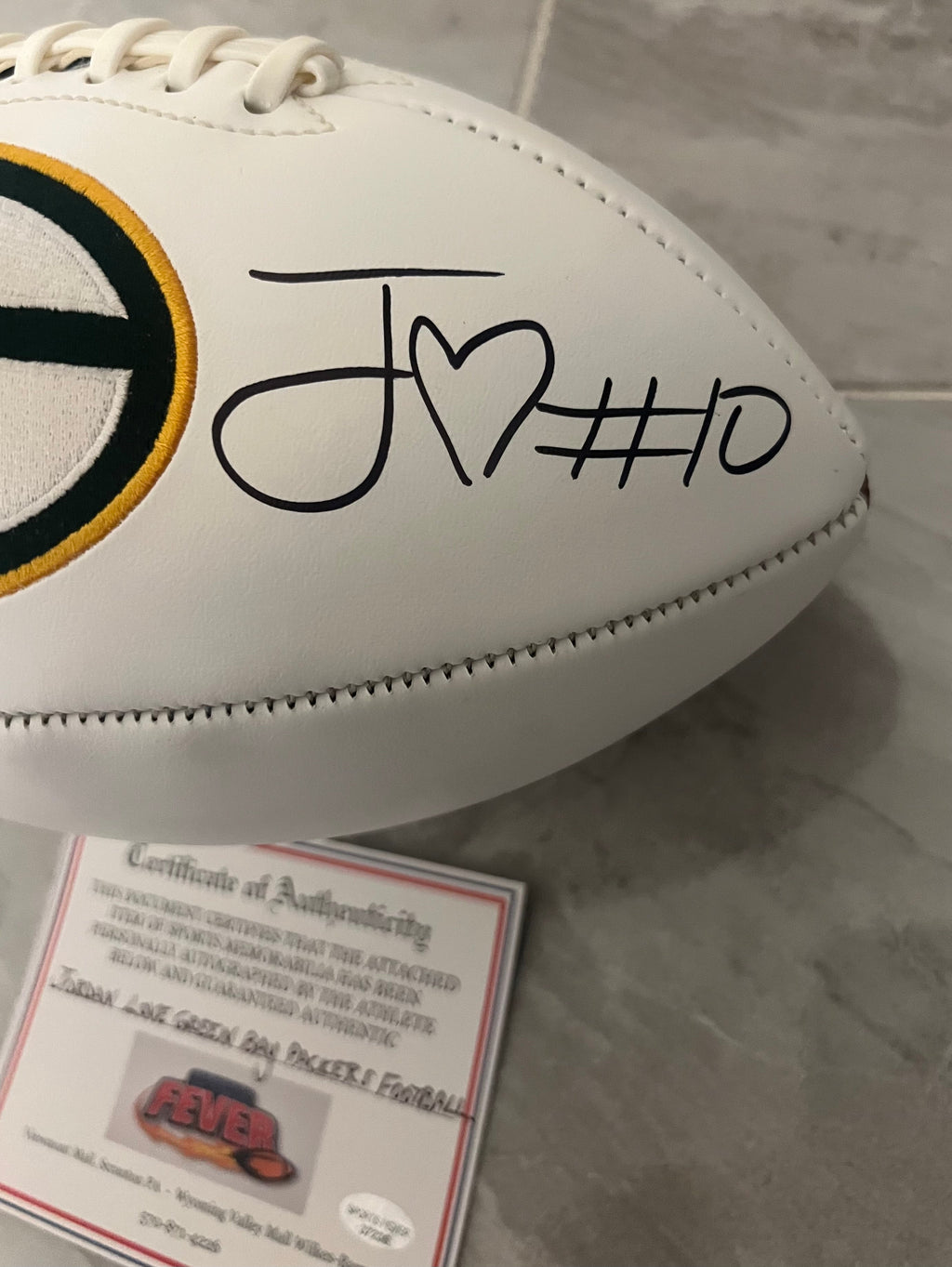 Jordan Love Autographed Green Bay Packers Football with COA product image 2