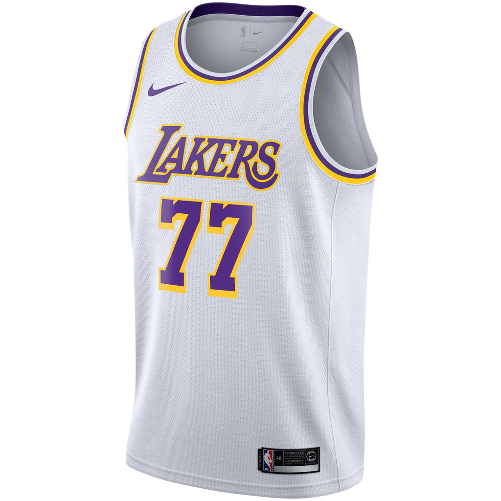 Los Angeles Lakers Nike Association Edition Swingman Jersey - White - Luka Dončić - Youth product image 3, provided for