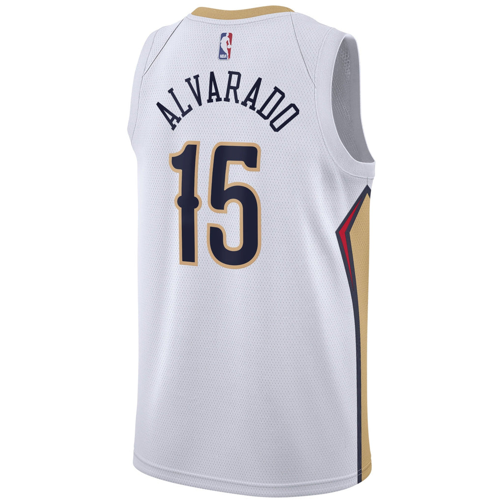 New Orleans Pelicans Nike Association Edition Swingman Jersey - White - Jose Alvarado - Unisex product image 3, provided for