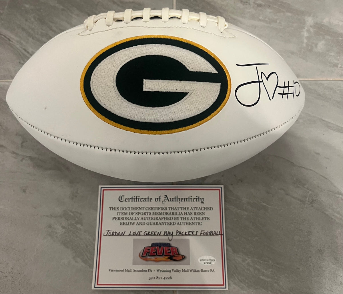 Jordan Love Autographed Green Bay Packers Football with COA product image 1