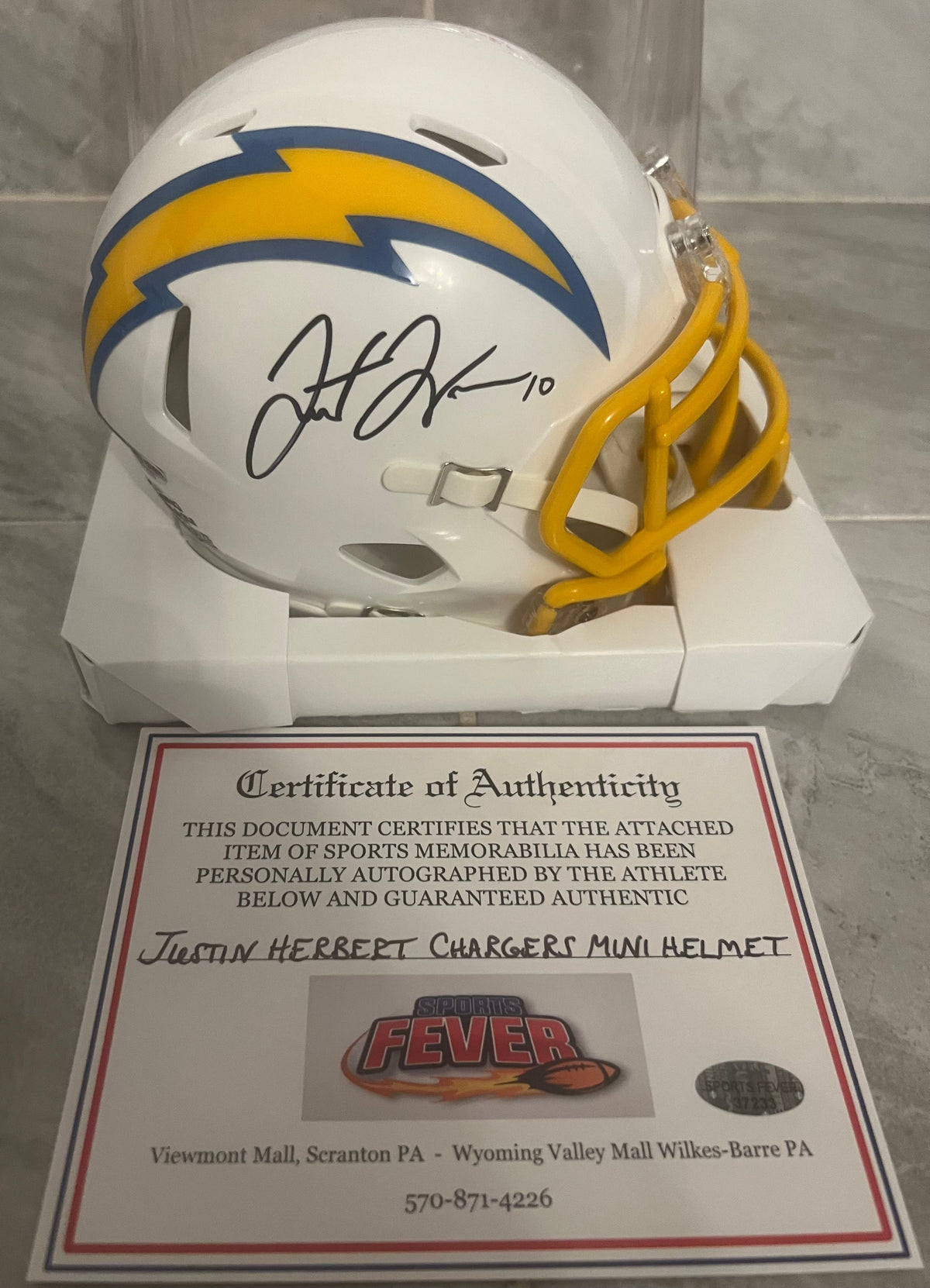 Justin Herbert Autographed Los Angeles Chargers Mini Helmet product image 1