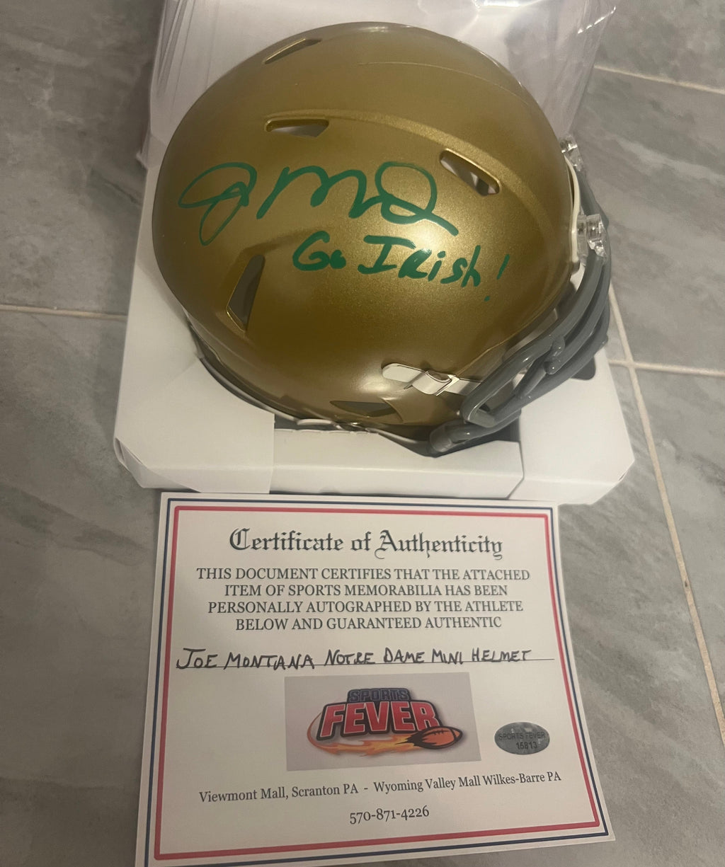 Joe Montana Autographed Notre Dame Mini Helmet with COA product image 1