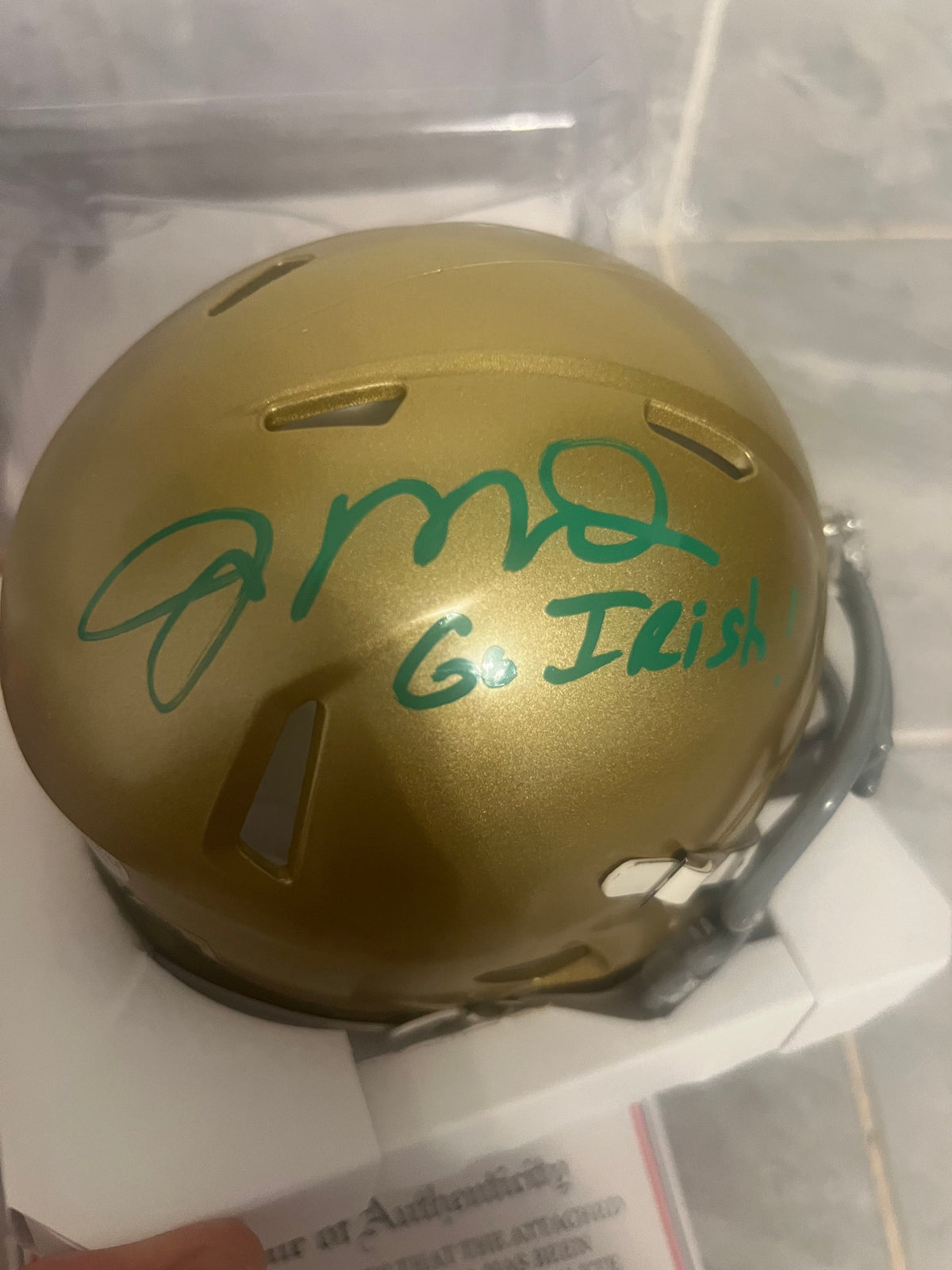 Joe Montana Autographed Notre Dame Mini Helmet with COA product image 2