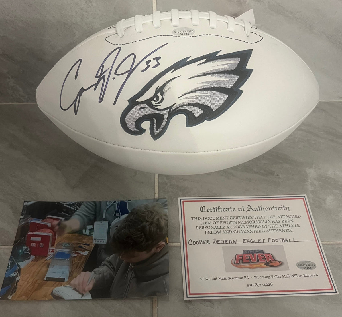 Cooper DeJean Autographed Philadelphia Eagles Football with product image 1