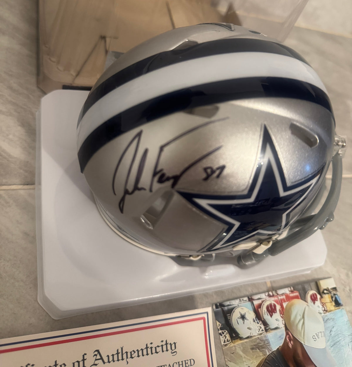 Jake Ferguson Autographed Dallas Cowboys Mini Helmet with product image 2