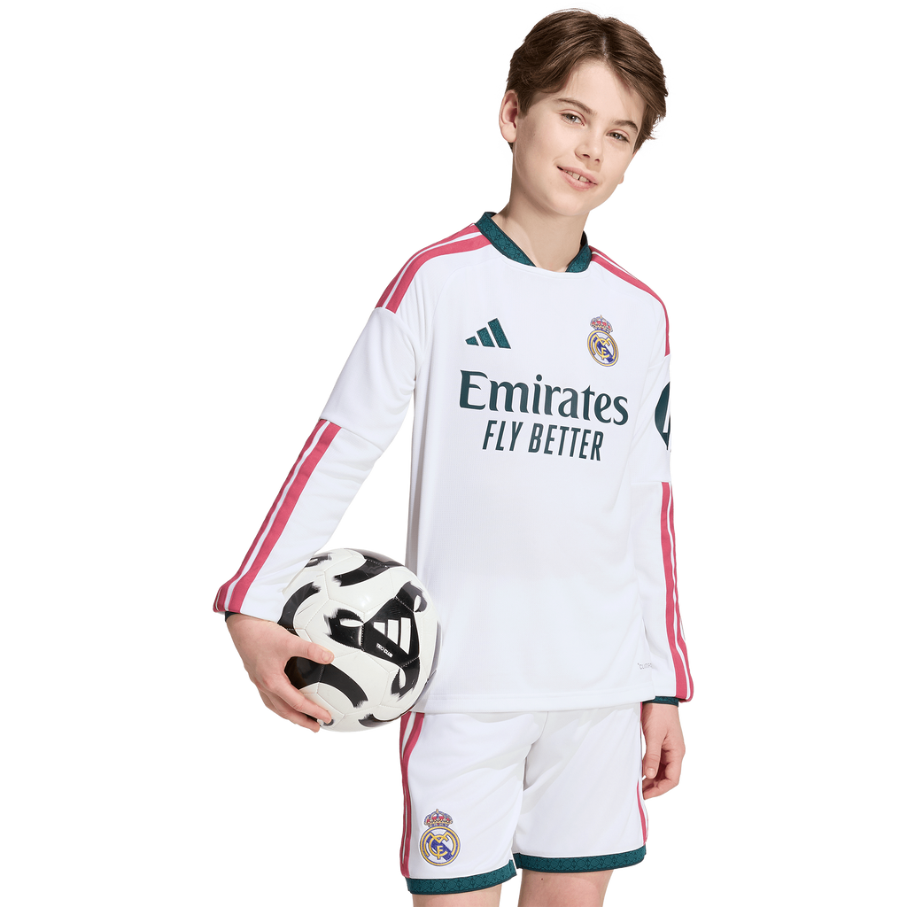 adidas Real Madrid 2026-27 Youth Home Long Sleeve Jersey product image 3, provided for visual reference and product detail