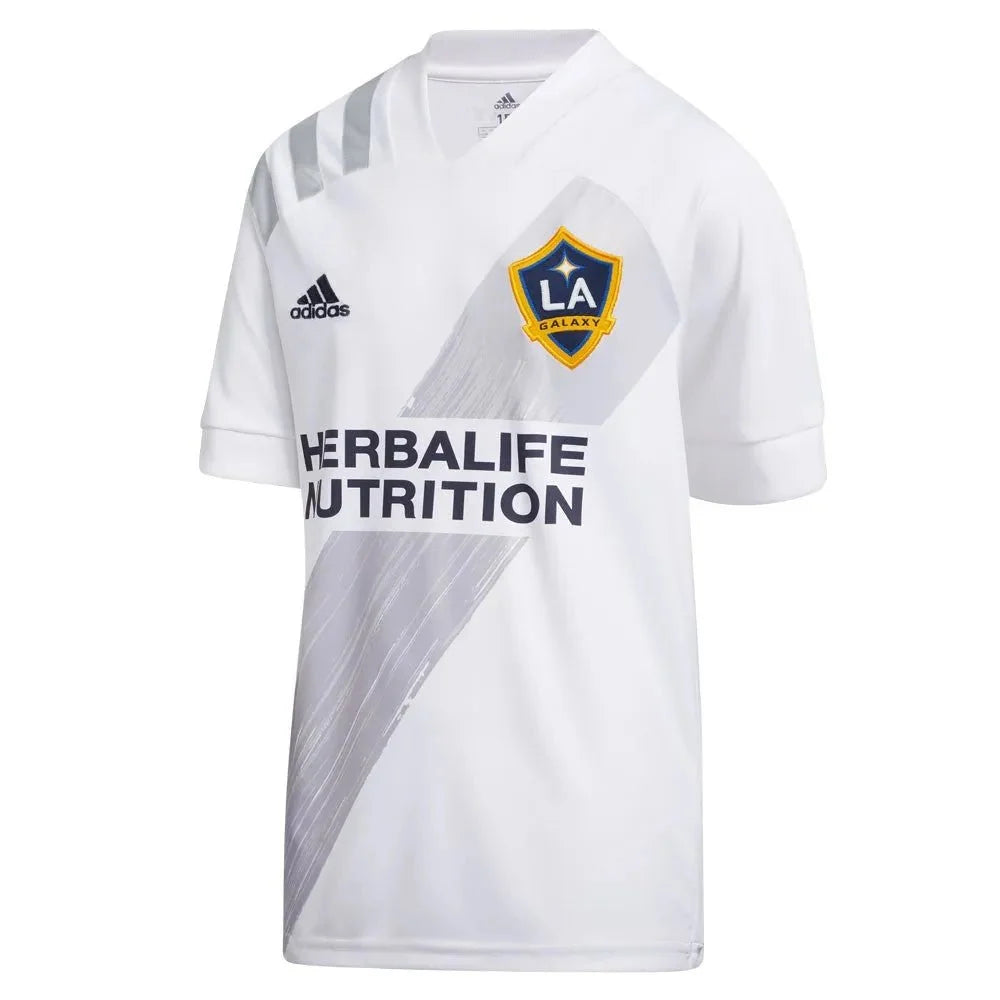 adidas 2020-21 LA Galaxy YOUTH Home Jersey - White product image 1, provided for visual reference and product detail review