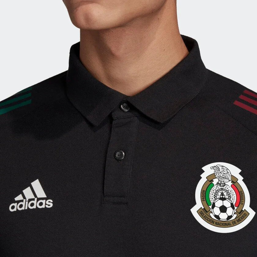 adidas 2020-21 Mexico FMF Polo - Black product image 2, provided for visual reference and product detail review