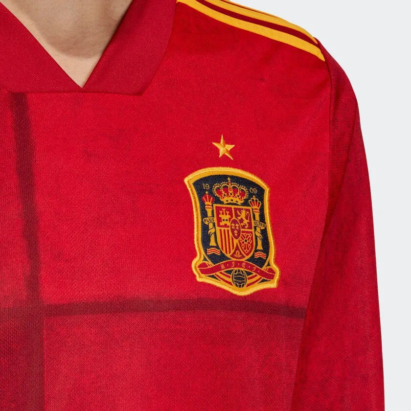 adidas 2020-21 Spain Home Long-Sleeve Jersey - Red-Yellow product image 3, provided for visual reference and product detail