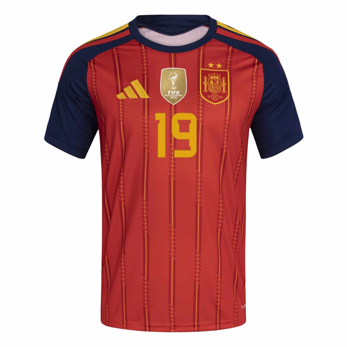 adidas 2026 Spain Men 2-Star Lamine Yamal #19 Stadium Home Soccer Jersey product image 2, provided for visual reference and