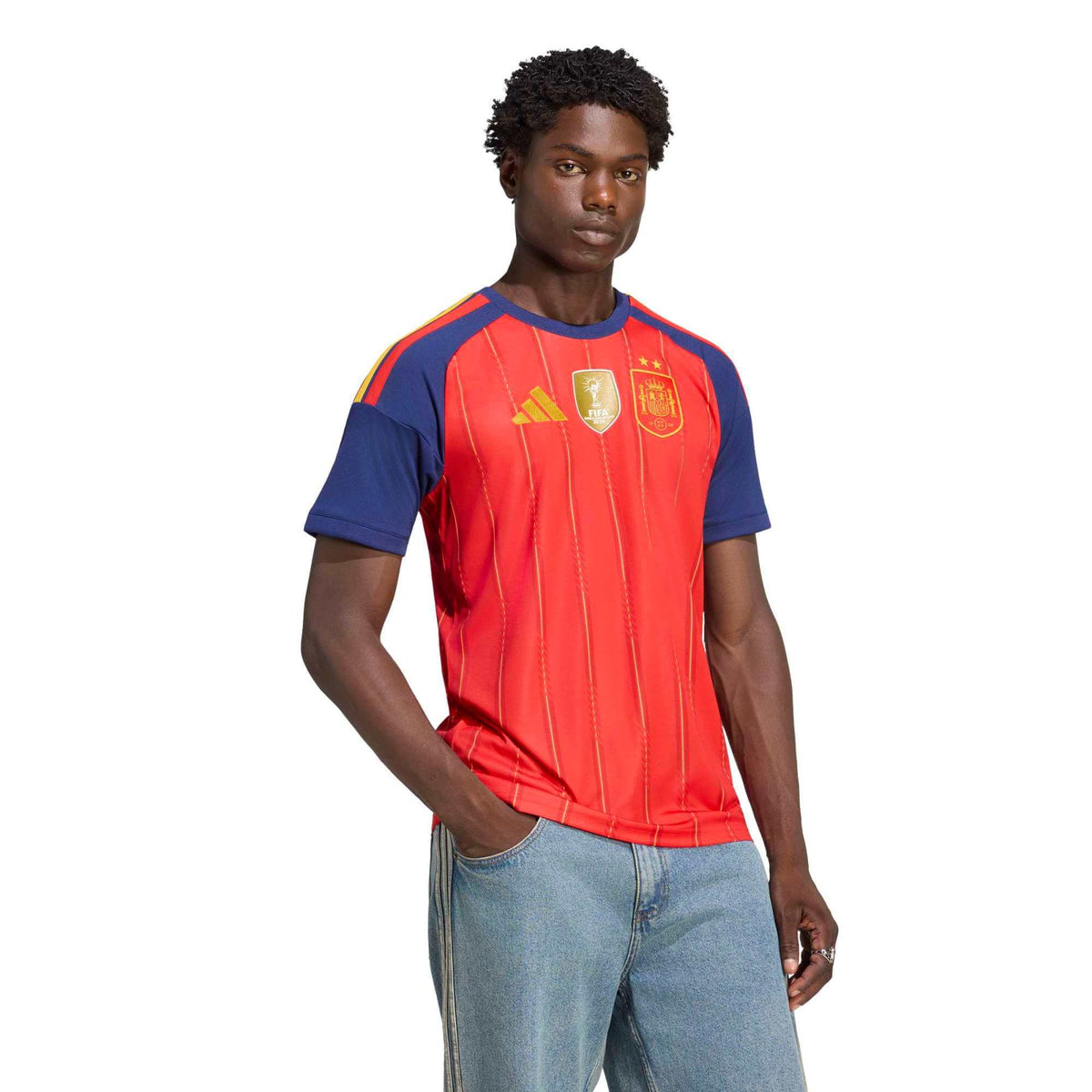adidas 2026 Spain Men 2-Star Stadium Home Soccer Jersey product image 3, provided for visual reference and product detail