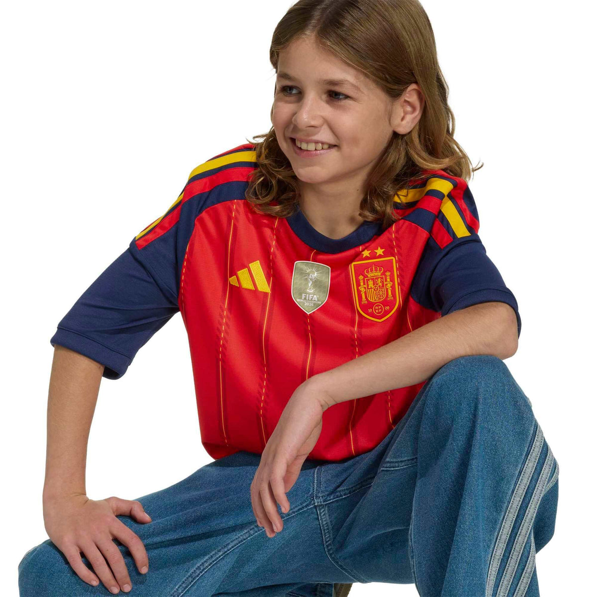 adidas 2026 Spain Youth 2 Star Stadium Home Soccer Jersey product image 4, provided for visual reference and product detail
