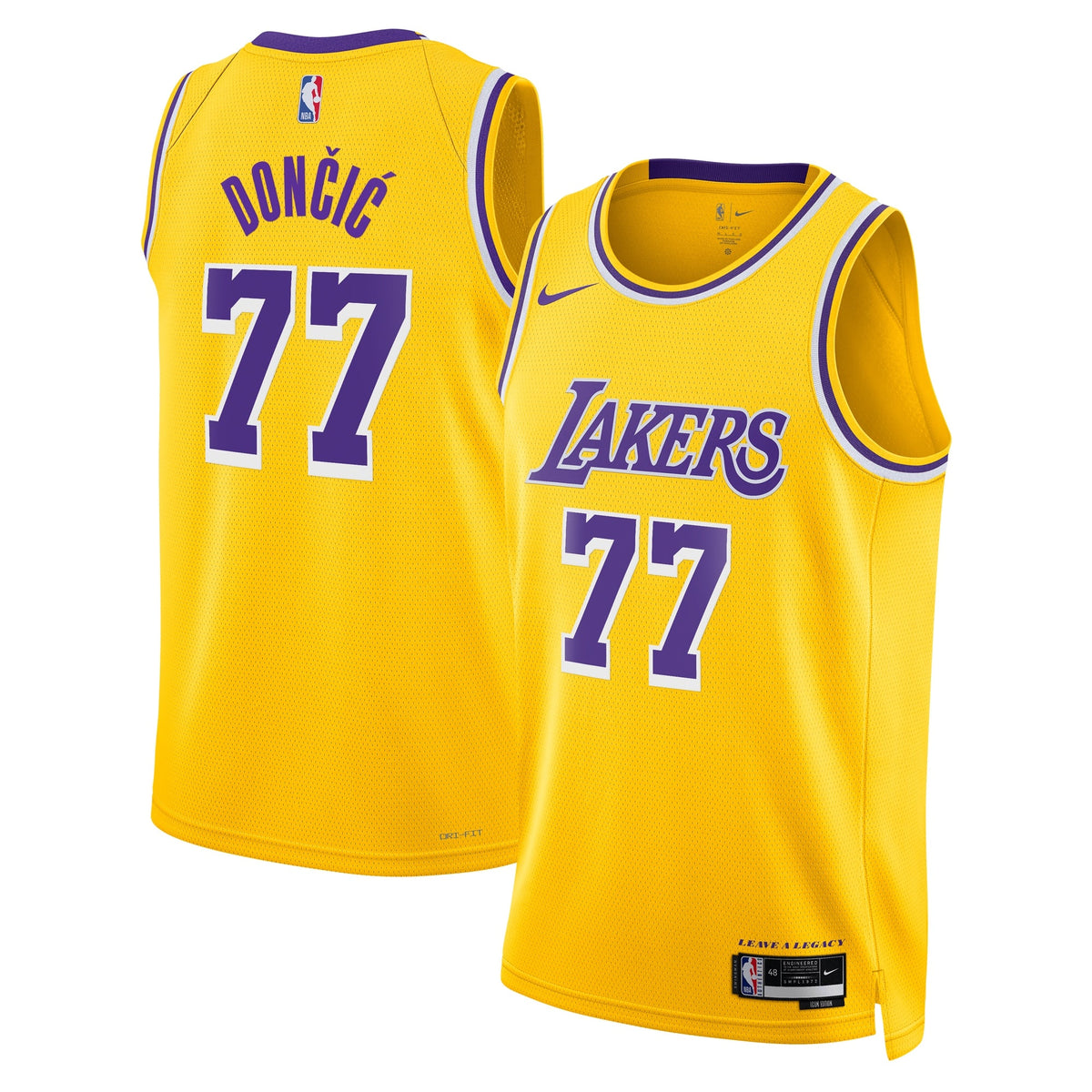 Los Angeles Lakers Nike Icon Edition Swingman Jersey - Gold - Luka Dončić - Unisex product image 1, provided for visual
