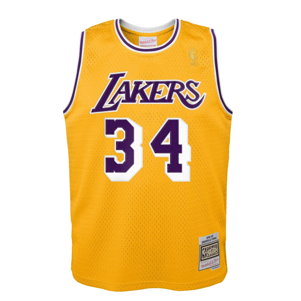 Los Angeles Lakers Shaquille O'Neal Hardwood Classics Road Jersey - Youth product image 2, provided for visual reference and