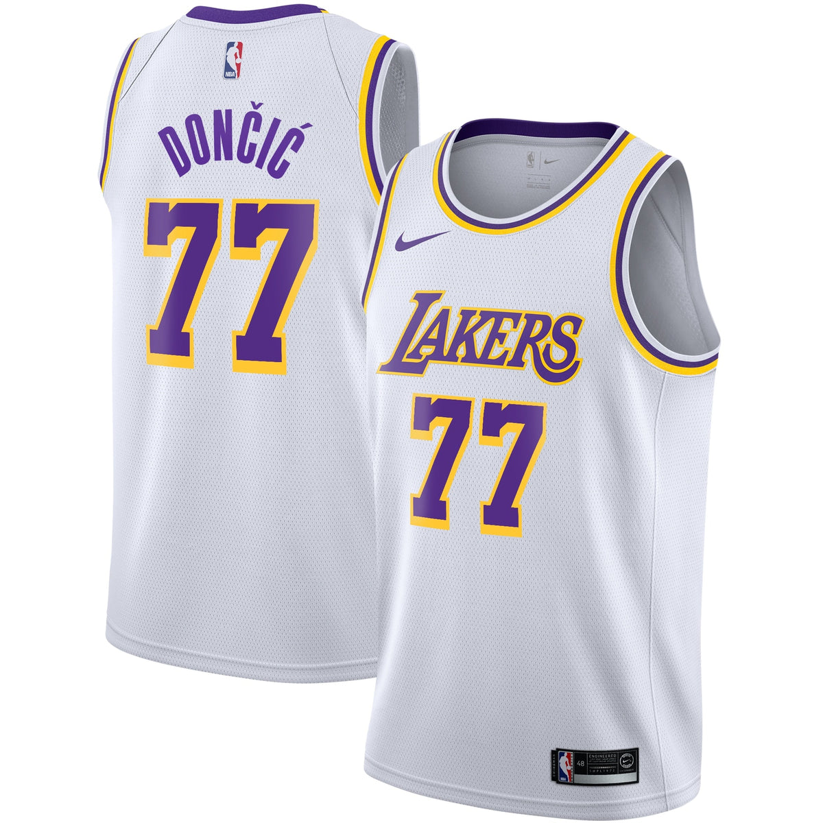 Los Angeles Lakers Nike Association Edition Swingman Jersey - White - Luka Dončić - Youth product image 1, provided for