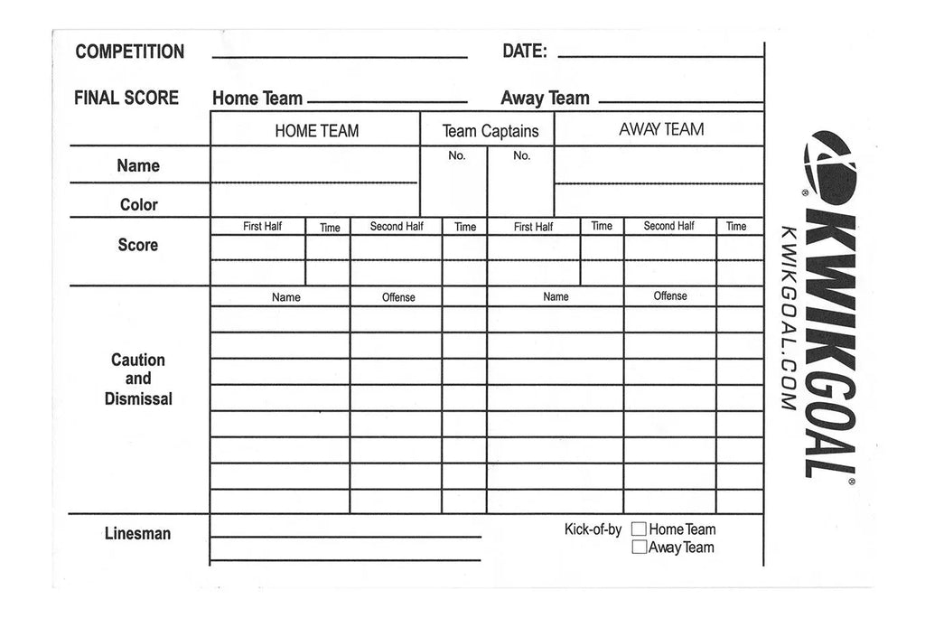 Kwik Goal Referee Score Sheet product image 1, provided for visual reference and product detail review